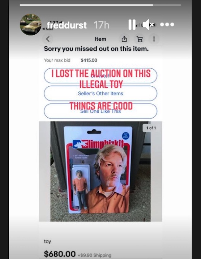 Fred Durst action figure ebay auction