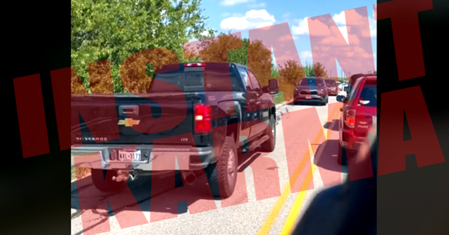 Instant Karma Delivered As Driver Tries To Cut In Line In TikTok Video