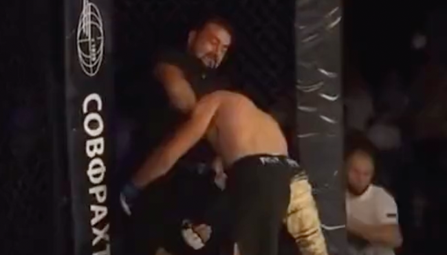 MMA ref chokes fighter after knockout