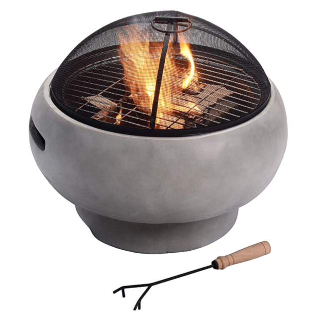 Peaktop Concrete Round Charcoal and Wood Burning Fire Pit