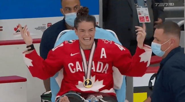 Blayre Turnbull Canada Hockey Ankle Injured Celebration