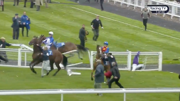 Crazy Video Shows Champion Jockey Get Thrown From Horse, Go Face First Into Railing