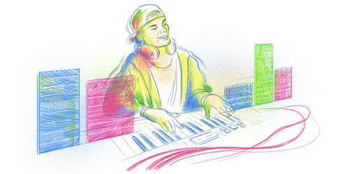 Google Doodle drawing of Avicii