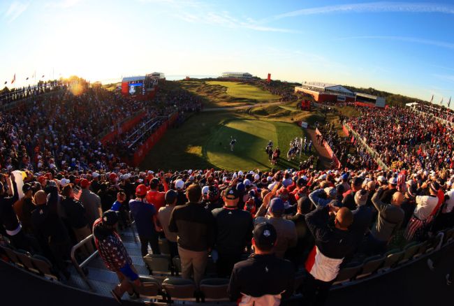 ryder cup first hole whistling straits fan videos