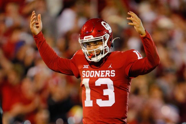 Caleb Williams Horns Down Nails Texas Oklahoma Quarterback FU UT