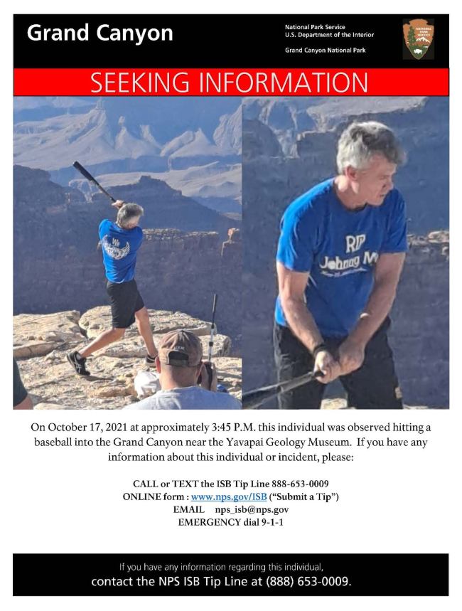 man hits baseball into grand canyon
