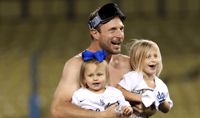 Shirtless Max Scherzer Interviewed During Dodgers Wild Card Celebration