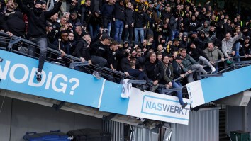 Soccer Fans Celebrated So Hard The Stadium Collapsed And A Metal Container Saved The Day