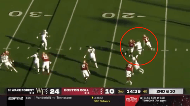 Phil Jurkovec Boston College Quarterback Block Wake Forest Zay Flowers Touchdown Called Back