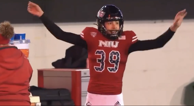Northern Illinois Kicker Josh Richardson Celebration Ball State