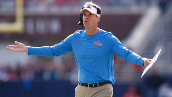 Lane Kiffin Couldn’t Bear To Watch As Brian Kelly Celebrated A Big Commit With A Very Awkward Dance