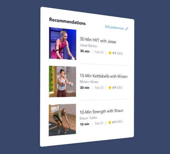 MYX workout recommendations