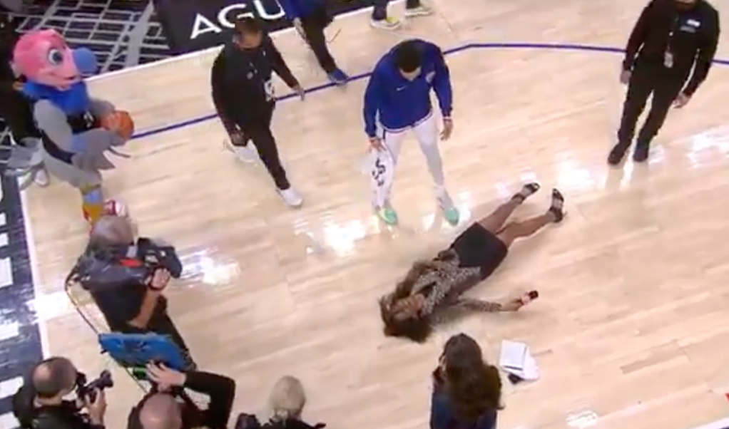 Clippers Sideline Reporter Kristina Pink Face Planted  Hard On The Court And Fans React With Memes
