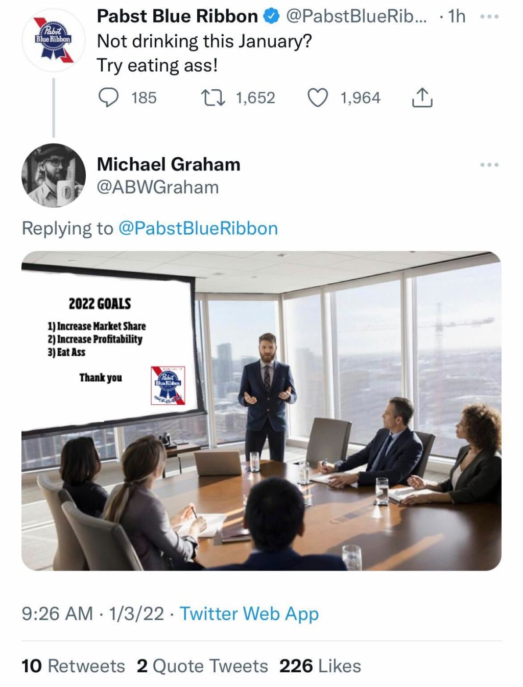 Pabst Blue Ribbon Goes Viral With Profane Tweet About Dry January