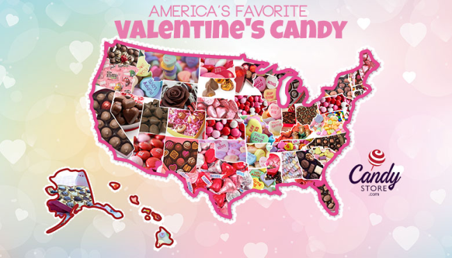 Map Most Popular Valentine's Candy Each State