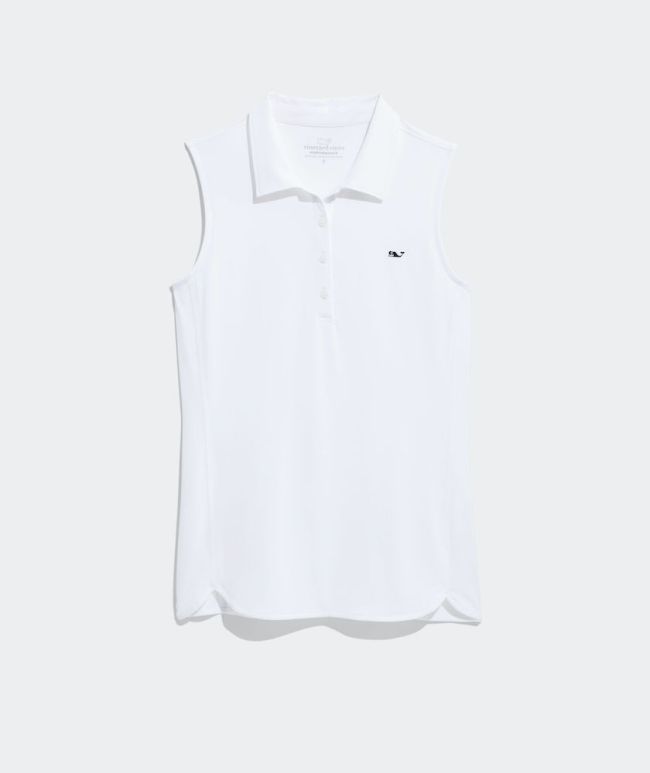 Sleeveless Solid Jersey Polo