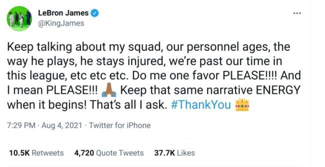 LeBron Squad Lakers tweet
