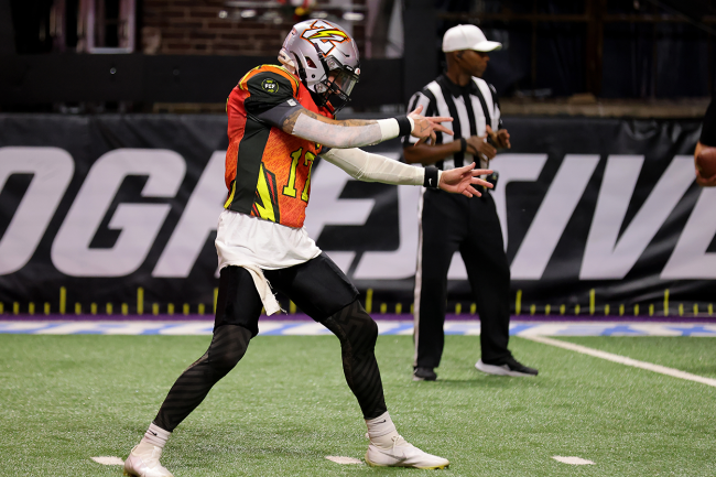 Fan Controlled Football QB Jason Stewart Throws TD And Sparks A Joint