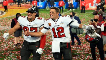 Lefty Tom Brady Flashes His Sweet Baseball Swing With QB Wristbands As Rob Gronkowski Plays Outfield