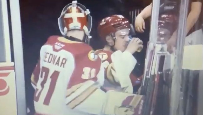 Hockey Player Chugs Fan's Beer After Triple-Overtime Win