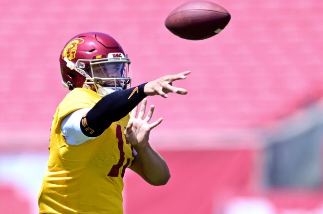 WATCH: USC QB Caleb Williams Throws Dime That Hits The Crossbar