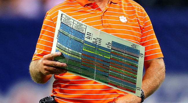 Dabo Swinneys Giant Play Call Sheet Generated So Many Jokes Memes