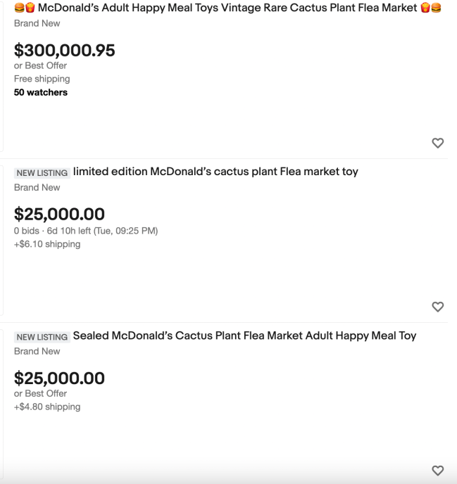McDonald's adult happy meal toys ebay prices
