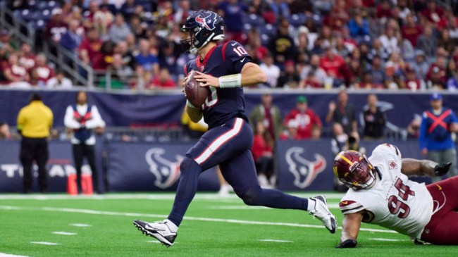 Davis Mills running into the end zone