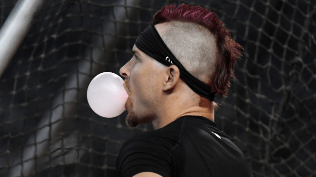 Josh Reddick warms up for the Arizona Diamondbacks.