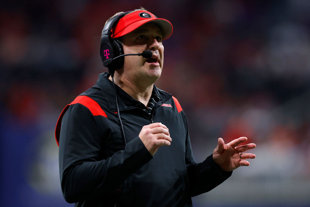Kirby Smart on the sidelines during SEC championship 