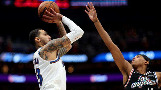 Kyle Kuzma takes a shot for the Wizards.