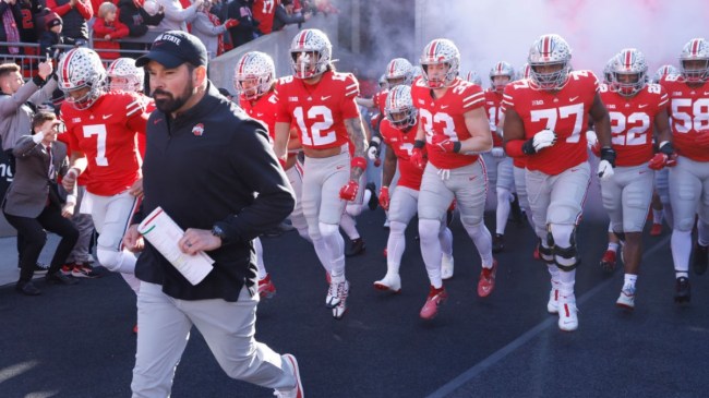 Ohio State running out of the tunnel