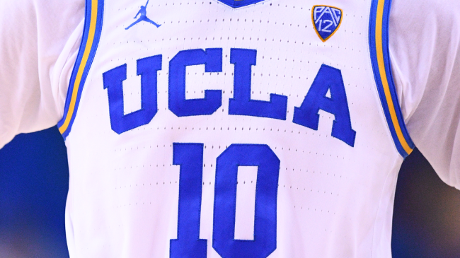 UCLA logo across the front of a basketball jersey.