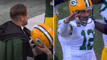 Aaron Rodgers’ Awkward Salute Celebration Vs Bears Becomes A Meme