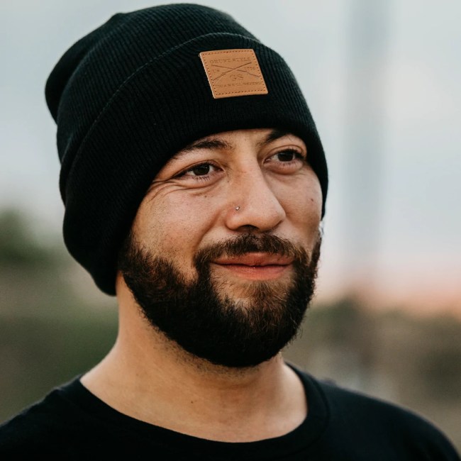 Grunt Style Leather Patched Cuffed Beanie
