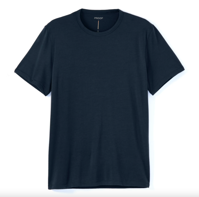 Proof 72 Hour Merino T-shirt in navy; shop workout gear from Huckberry