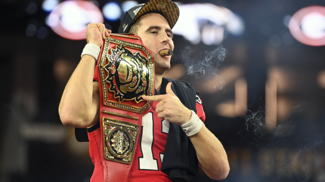 Stetson Bennett celebrates a national championship.