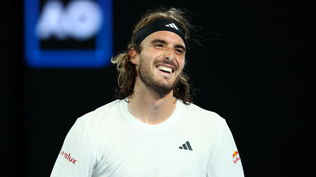 Stefanos Tsitsipas during a tennis match.