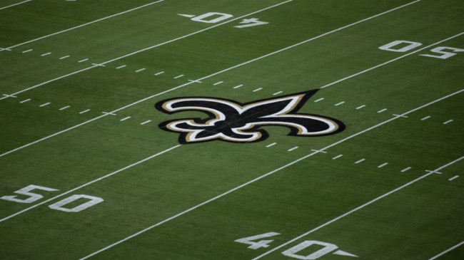 New Orleans Saints logo on field