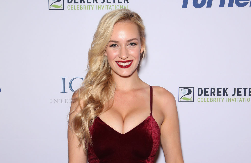 Paige Spiranac posing on the red carpet