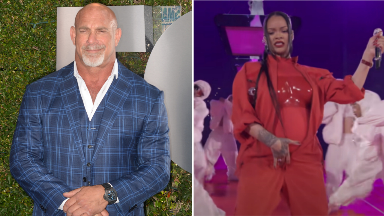 Bill Goldberg and Rihanna side by side