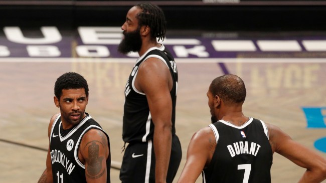 James Harden, Kyrie Irving, and Kevin Durant