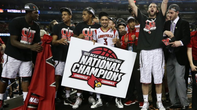Louisville men's basketball team celebrating 2013 national championship