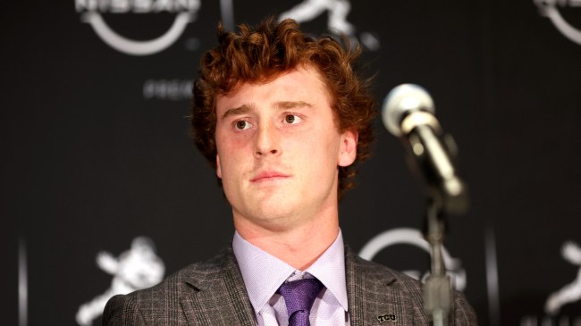 Max Duggan at the Heisman trophy ceremony.
