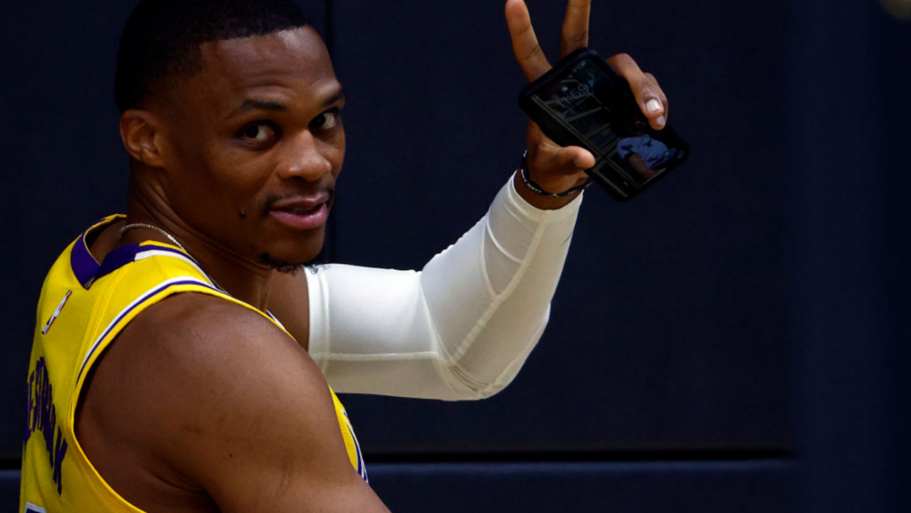 Russell Westbrook on the bench