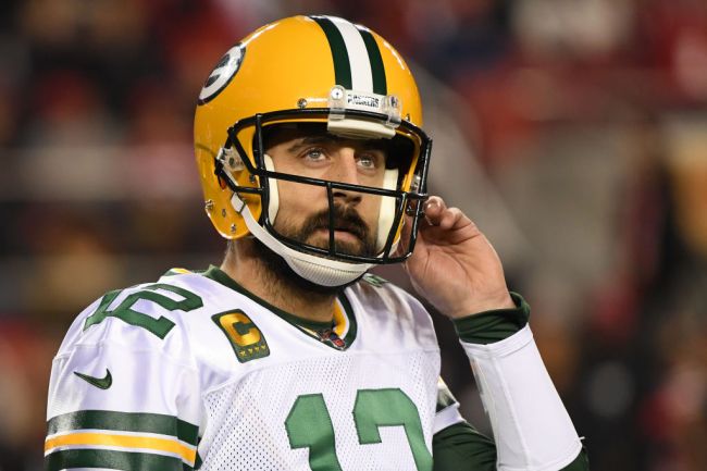 Aaron Rodgers on the field