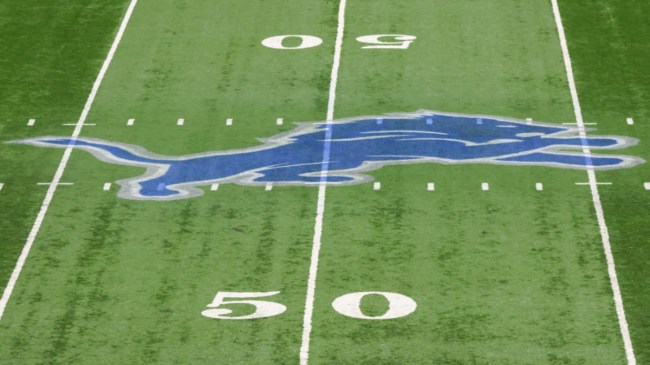 Detroit Lions logo at midfield