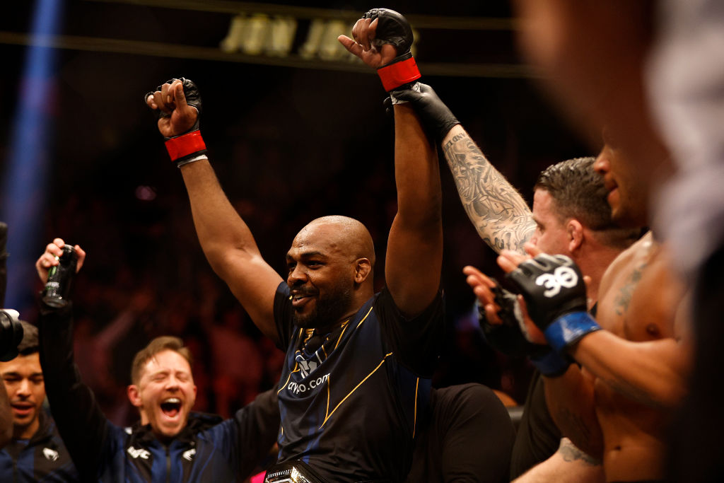 Jon Jones celebrating UFC 285 WIN