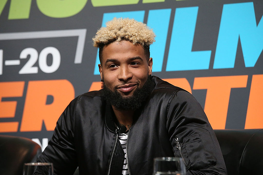 Odell Beckham smiling at press conference