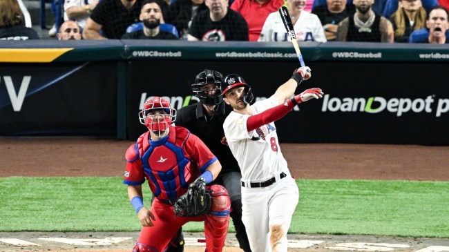 Philadelphia Phillies shortstop trea turner socks a home run for team USA